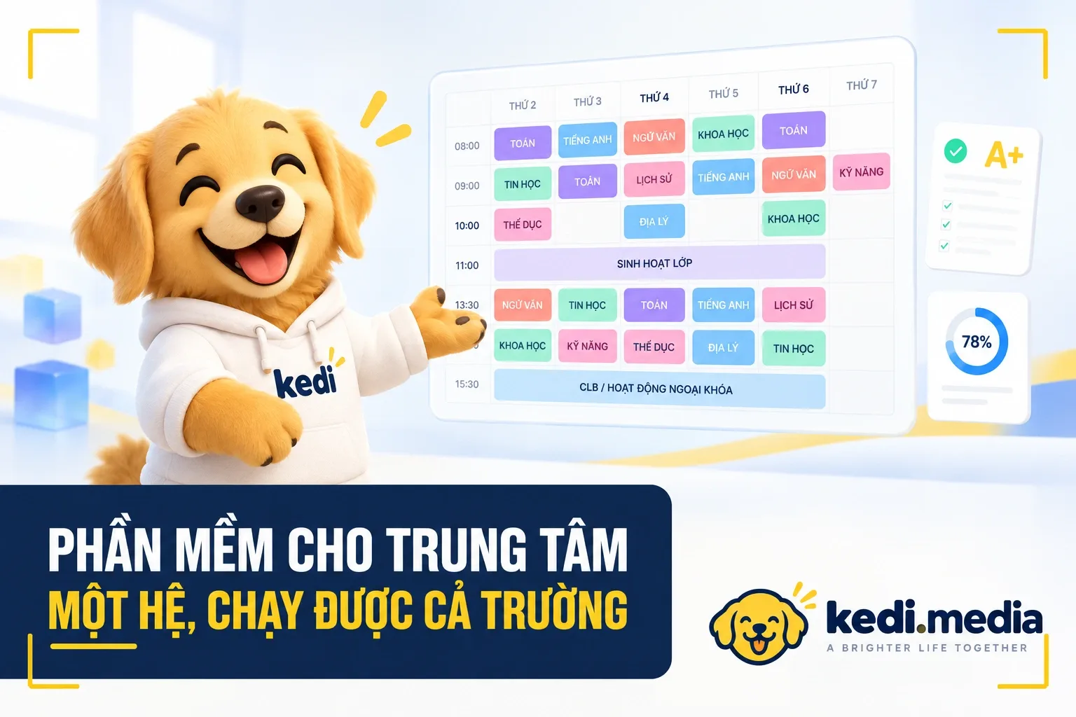 Màn hình thời khoá biểu tuần của một cơ sở trong hệ KEDI EduTech