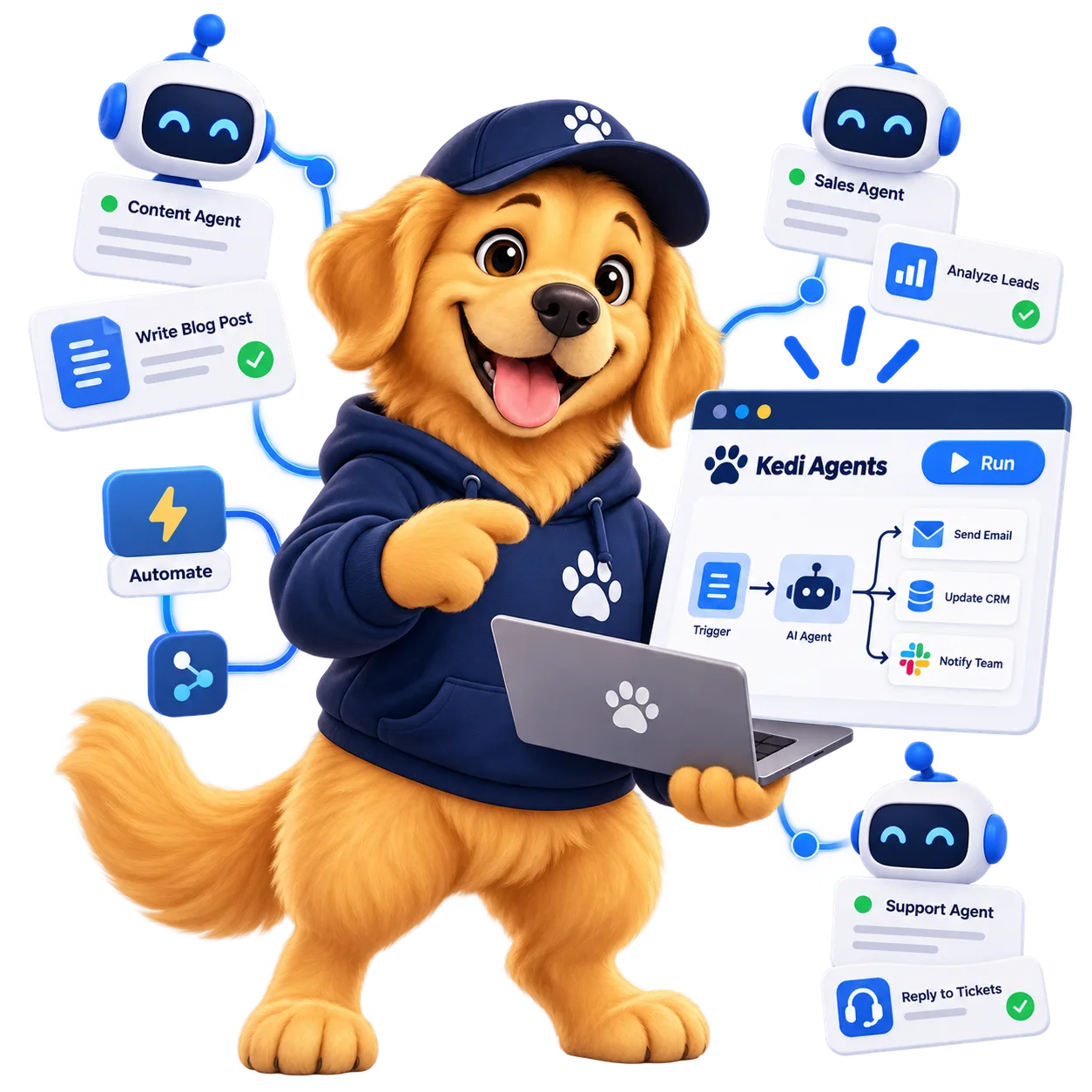 Chó Golden KEDI đứng lớp bên bảng thời khoá biểu